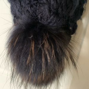 DVF wool-mohair blend thick scarf with raccoon fur poms